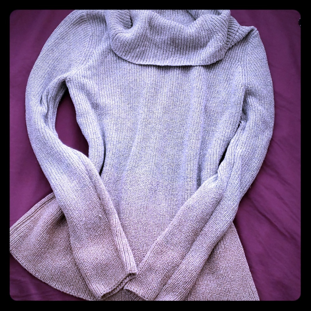Silver and rose gold knit turtleneck sweater